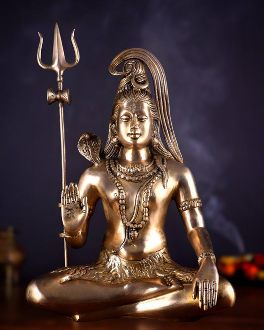 Lord Shiva Brass Idol gangadhar - 20" - Sama Homes Idol - Brass Sculpture