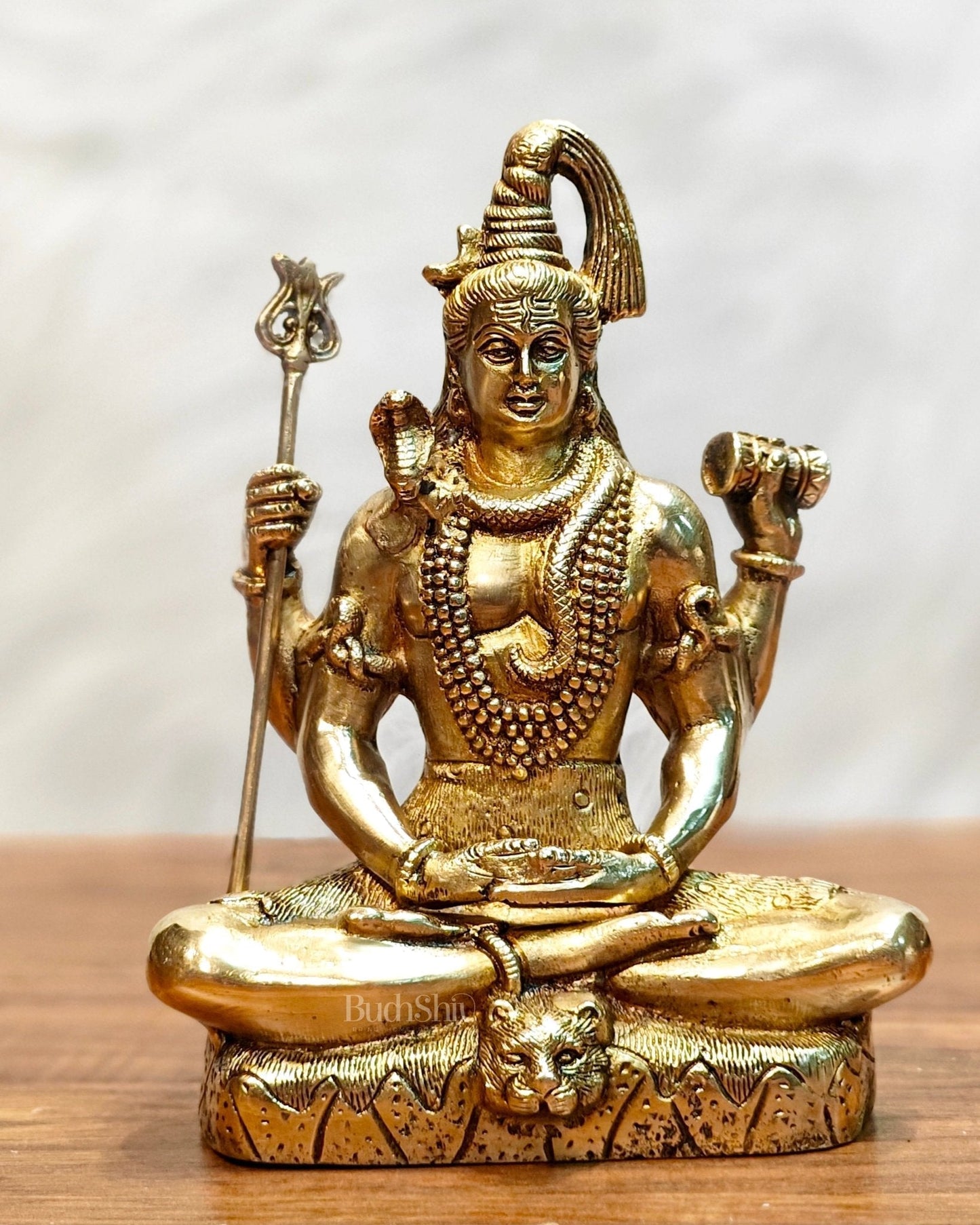 Lord Shiva brass idol in Meditation posture 8 " - Sama Homes Idol - Brass Sculpture