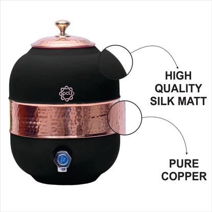 Pure Copper Silk Black Half Hammered Water Dispenser (Matka) Capacity 8000ML by SAMA Homes - Copper Dispenser (View 3)