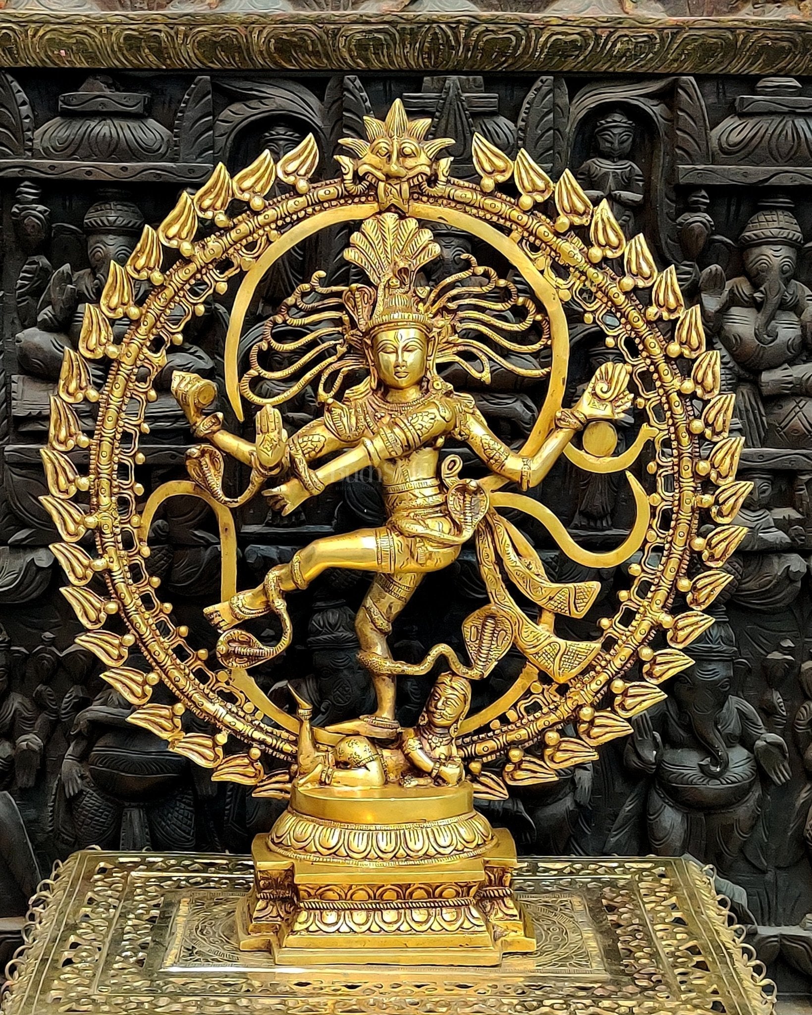 Majestic Brass Nataraja Statue with OM Symbol - 25 Inch Handcrafted Art - Sama Homes Idol - Brass Sculpture - Eco-friendly - Sama Homes