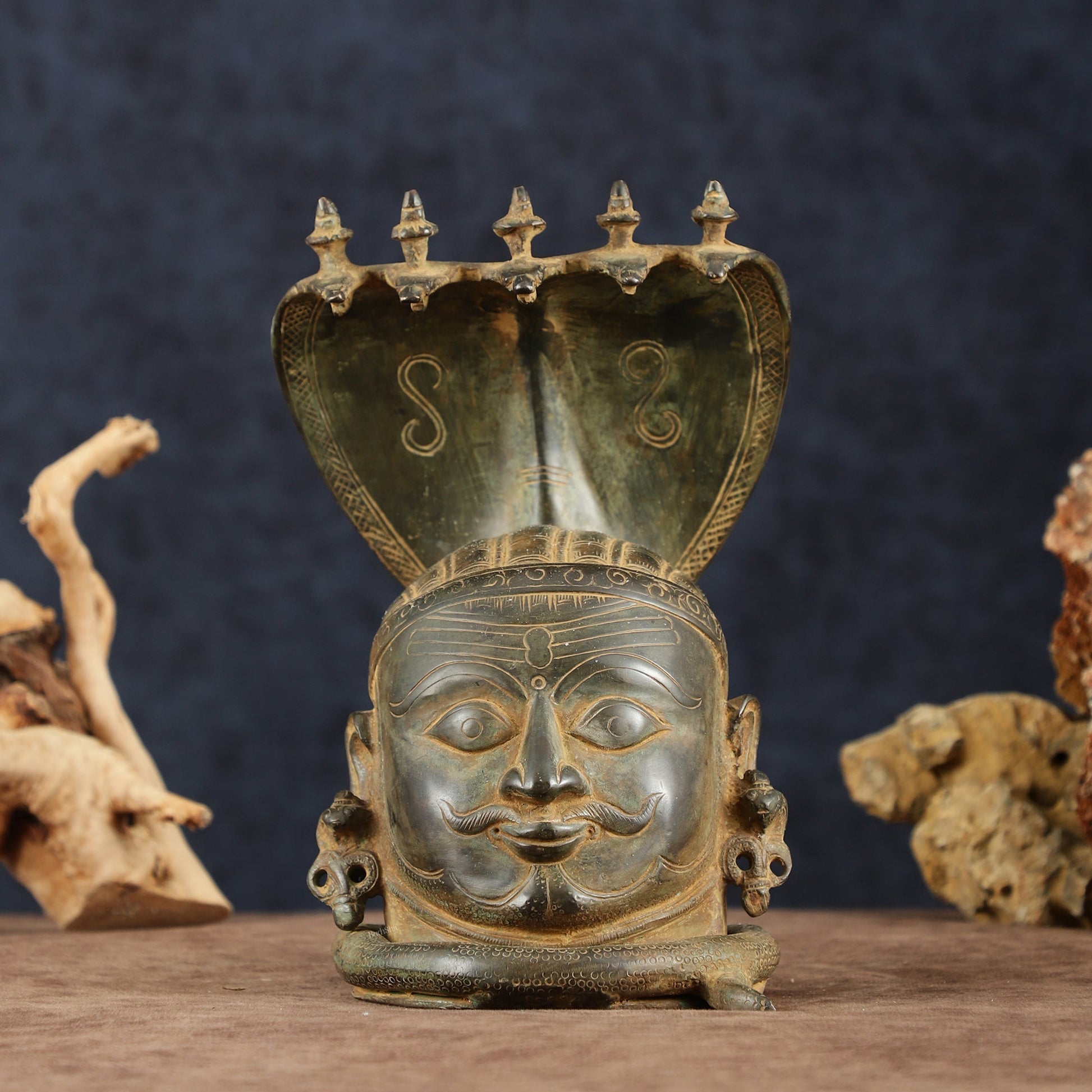 Majestic Brass Shiva with Mukhalingam and Naga Aura Statue – 9.5" Height - Sama Homes Idol - Brass Sculpture - Eco-friendly - Sama Homes