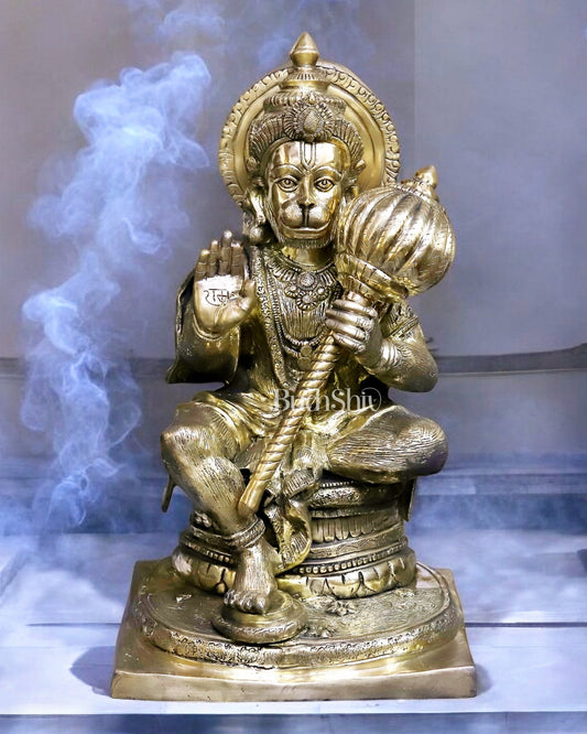 Majestic Large Lord Hanuman Statue 30" - Sama Homes Idol - Brass Sculpture
