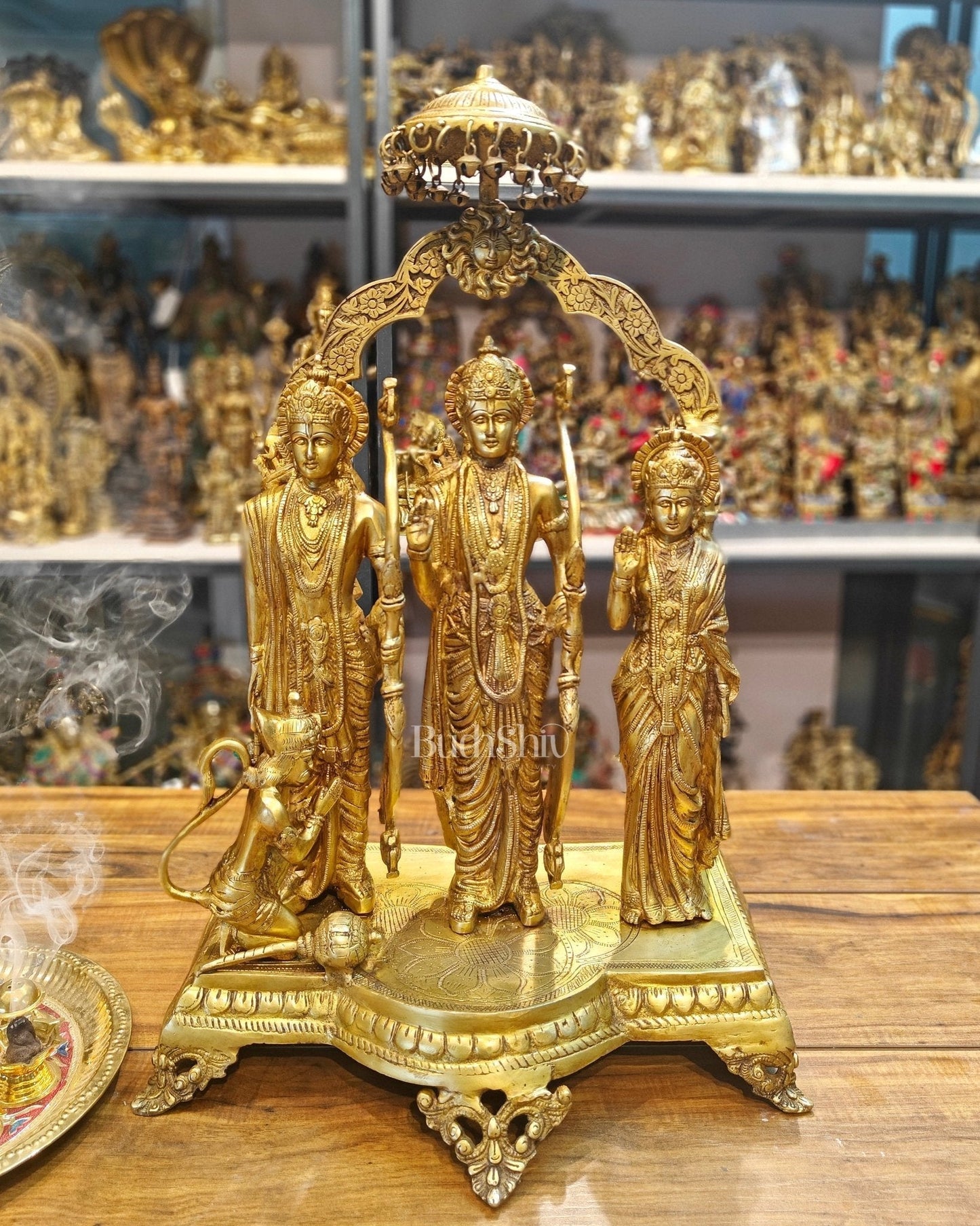 Majestic Ram Darbar Brass Idol 25 inch - Sama Homes Idol - Brass Sculpture
