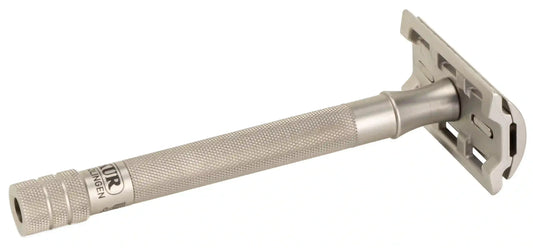 Merkur 23-INOX 3-Piece DE Safety Razor, Closed Comb, Extra Long Handle, Stainless Steel