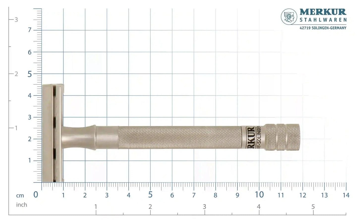 Merkur 23-INOX 3-Piece DE Safety Razor, Closed Comb, Extra Long Handle, Stainless Steel
