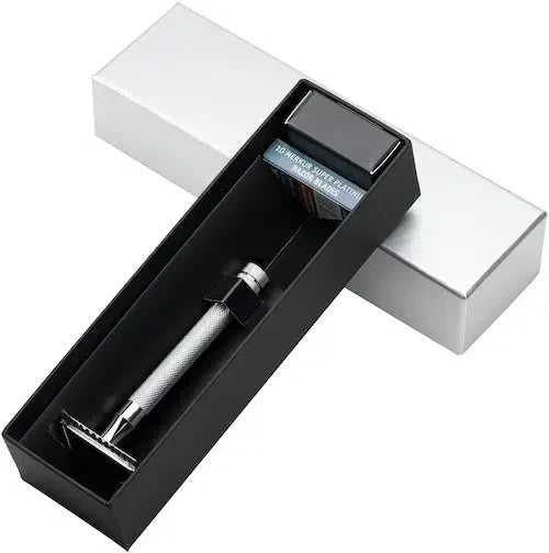 MERKUR 2481 Shaving Kit 3 Piece Safety Razor with Stand in Bright Chrome - Image 4