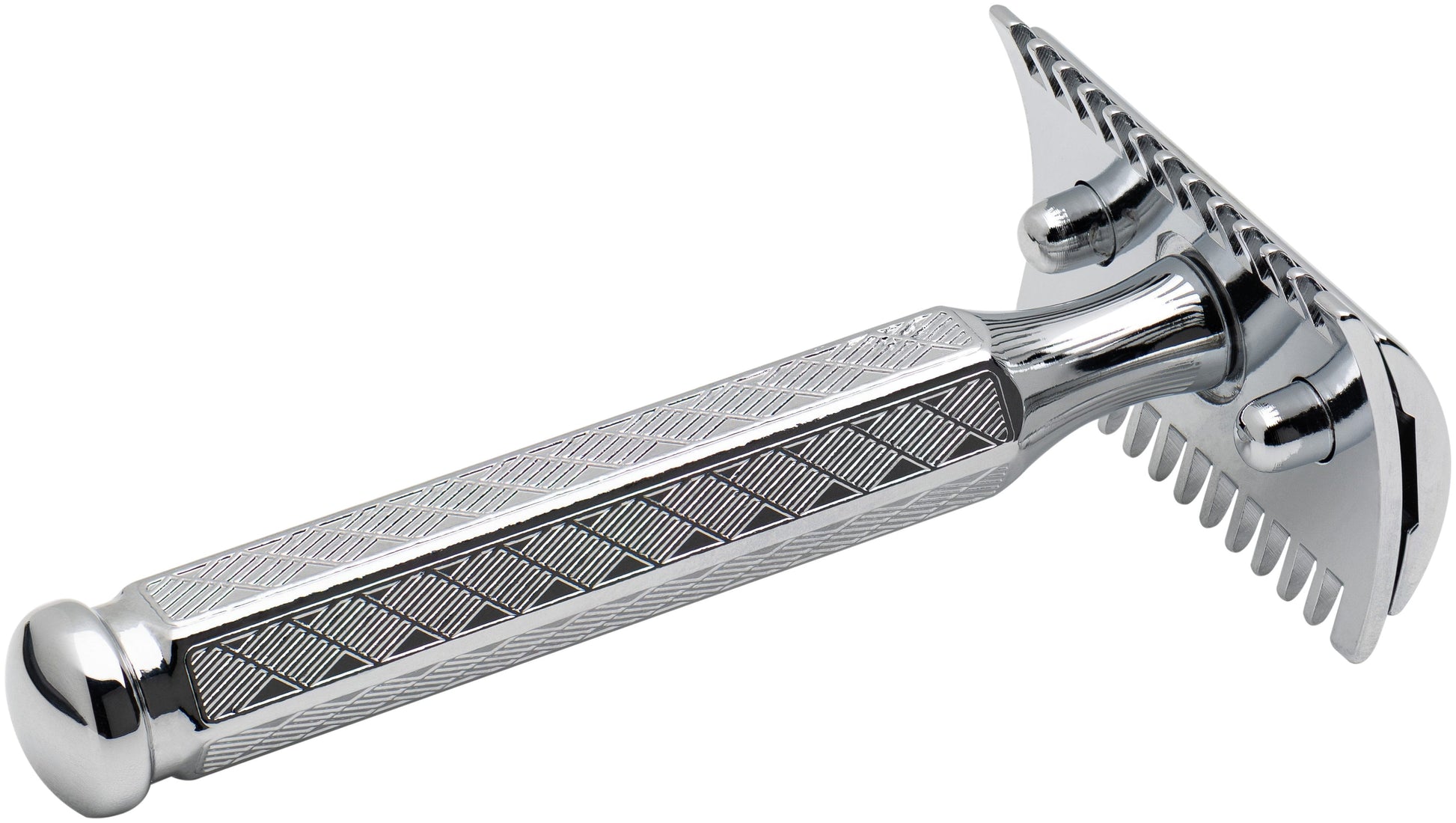 Merkur 41C 3-Piece DE Safety Razor, Open Comb, Classic 1906 Etched Handle, Chrome - Image 3