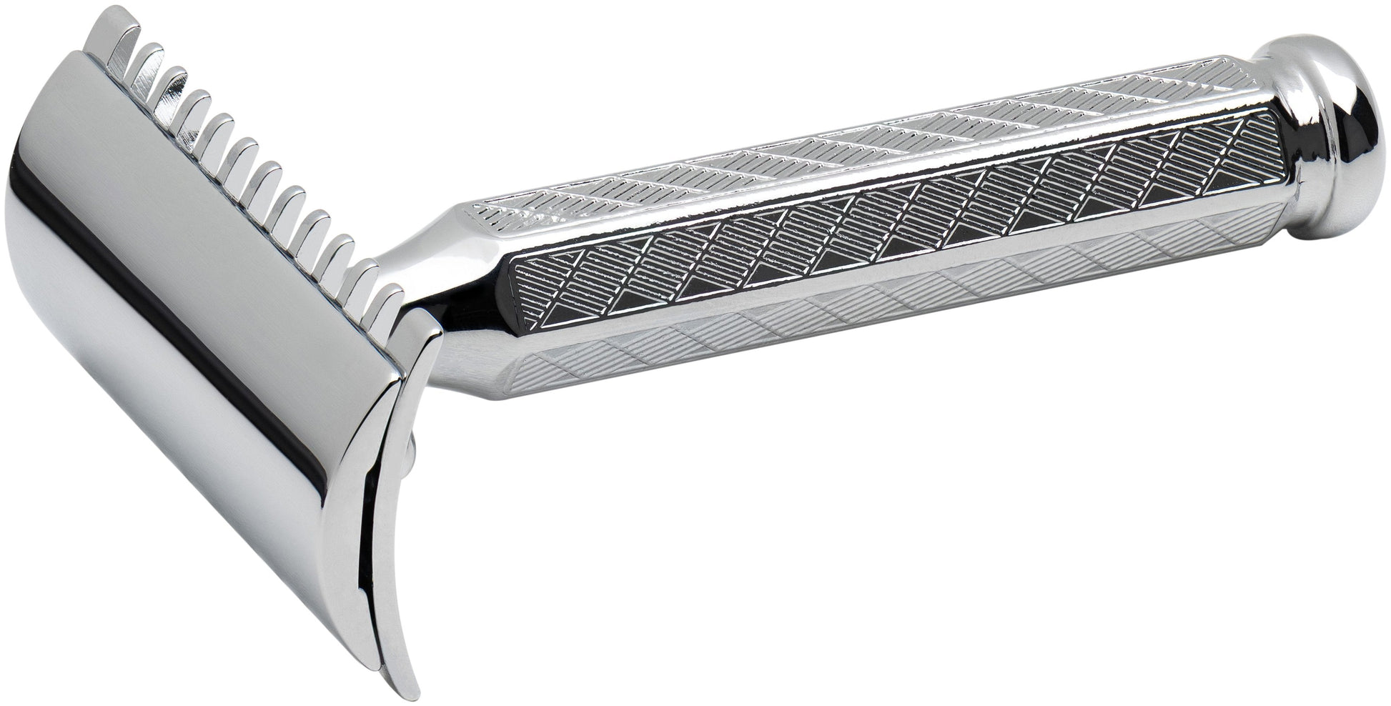 Merkur 41C 3-Piece DE Safety Razor, Open Comb, Classic 1906 Etched Handle, Chrome - Eco-friendly - Sama Homes