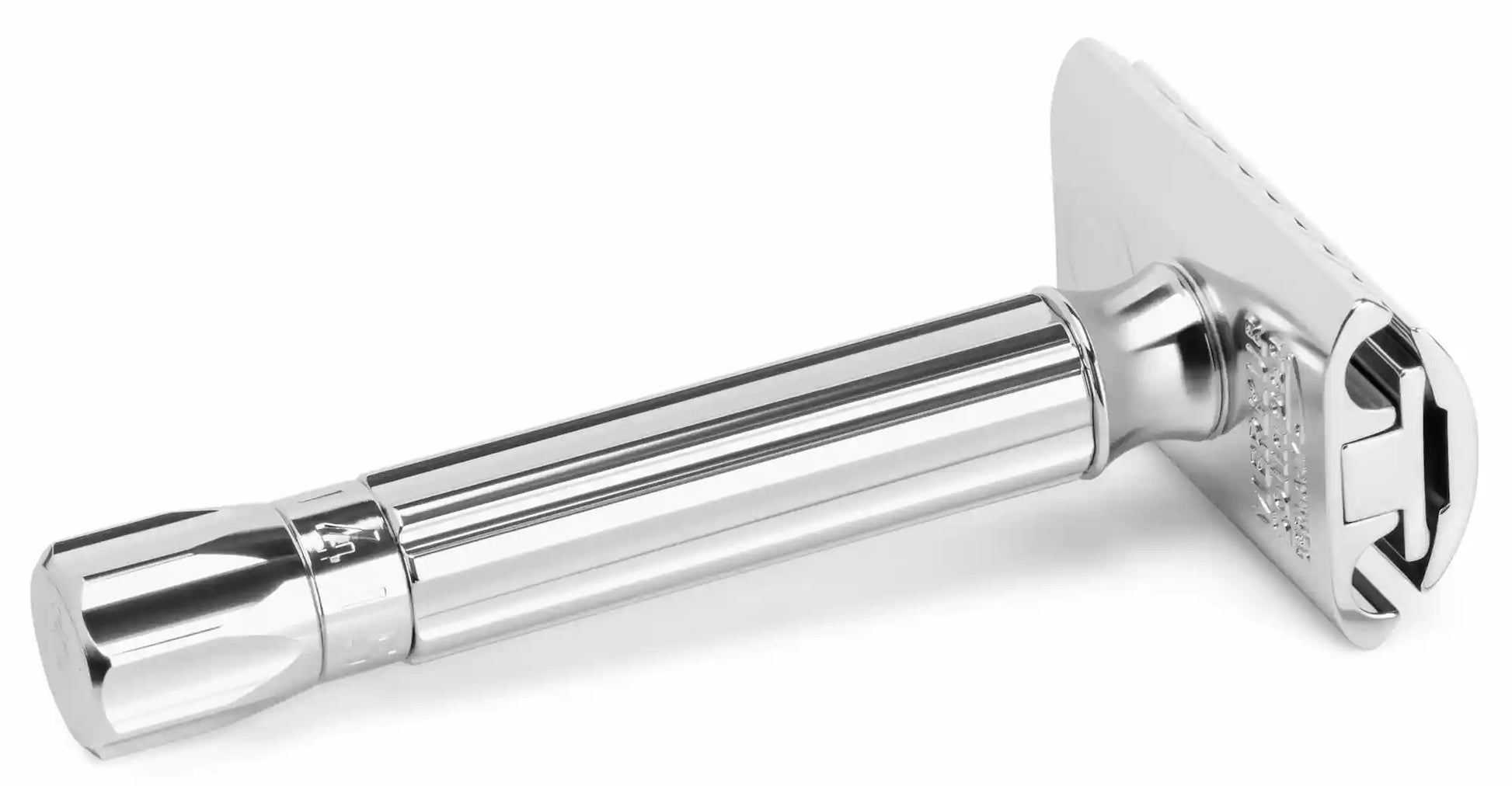 Merkur Progress Adjustable Double Edge Safety Razor Safety Razor, Short Handle, Bright Chrome - Eco-friendly - Sama Homes