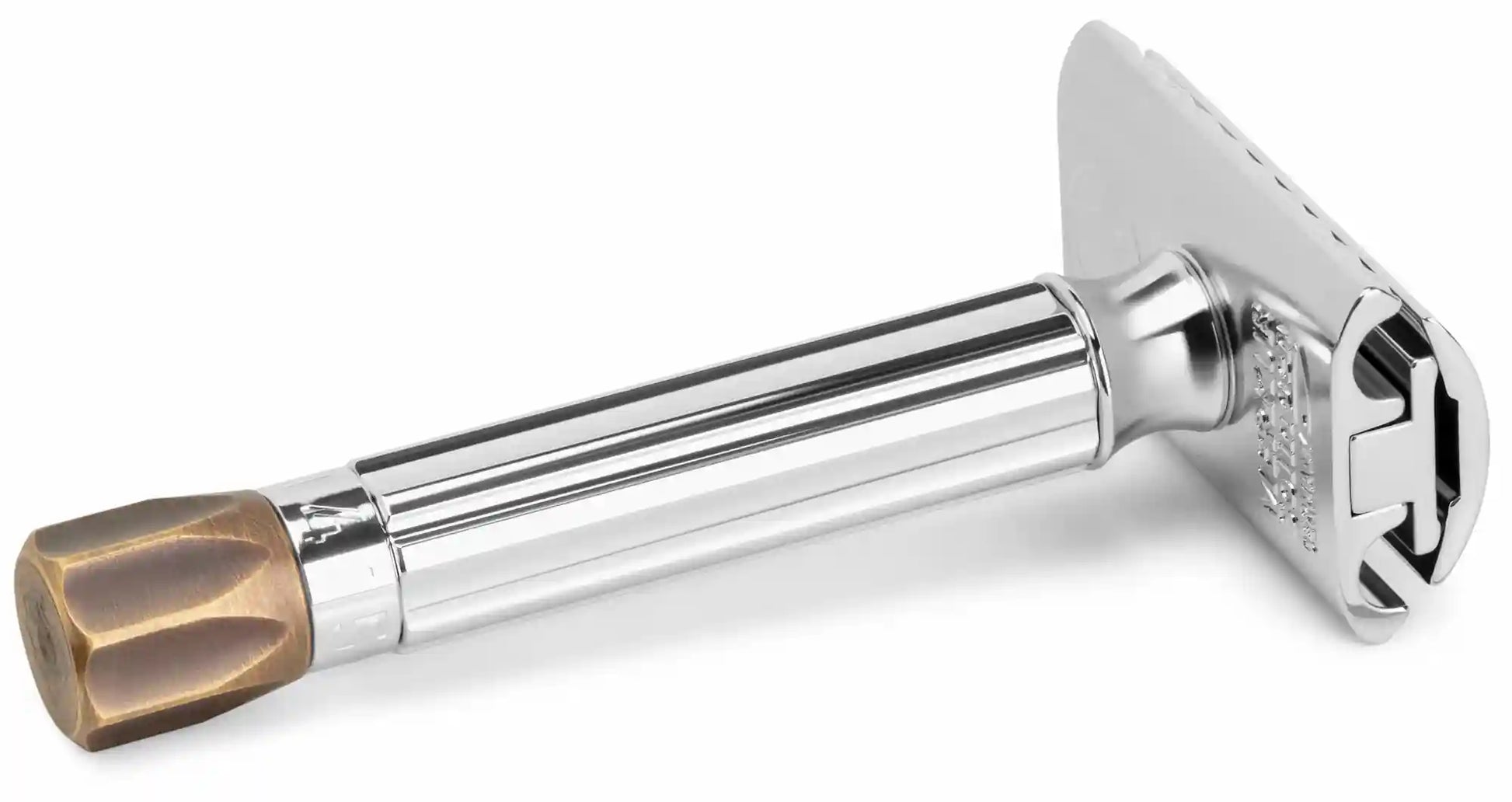 MERKUR Safety Razor 500 Progress, Adjustable Safety Razor With Metal Knob in Antique Brass Finish - Eco-friendly - Sama Homes