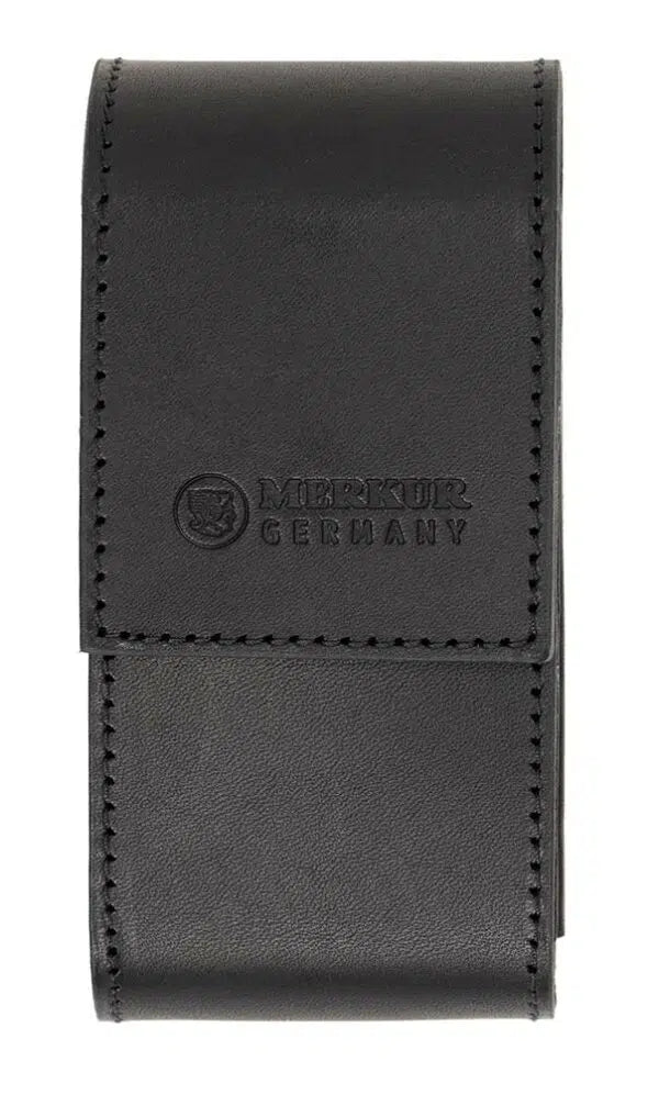 Merkur Leather Case empty for Razor and 10 Blades, Black - Eco-friendly - Sama Homes
