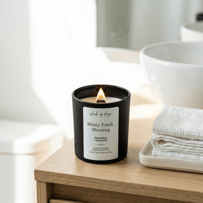 Minty Fresh Morning Candle | Eucalyptus + Spearmint by Wick of Hope - Full Size Candle (View 5)