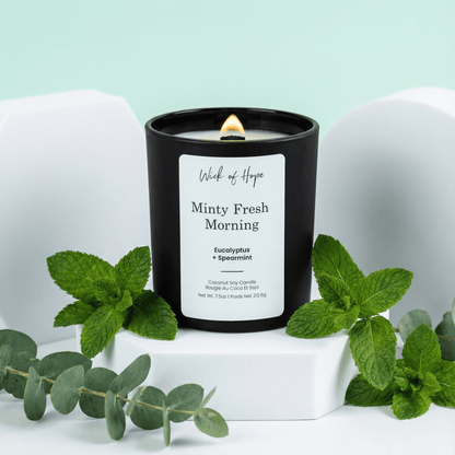 Minty Fresh Morning Candle | Eucalyptus + Spearmint by Wick of Hope - Full Size Candle (View 2)