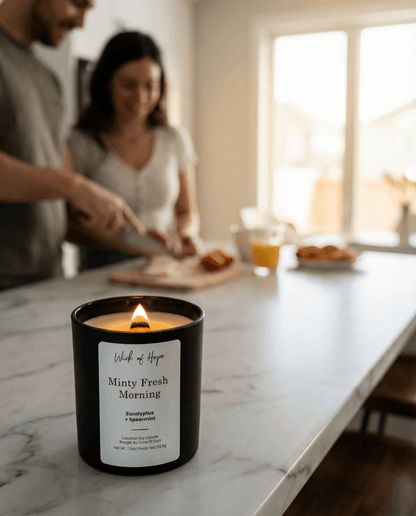 Minty Fresh Morning Candle | Eucalyptus + Spearmint by Wick of Hope - Full Size Candle (View 6)