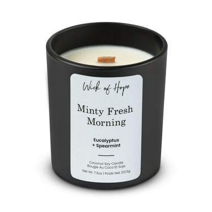 Minty Fresh Morning Candle | Eucalyptus + Spearmint by Wick of Hope - Full Size Candle (View 3)