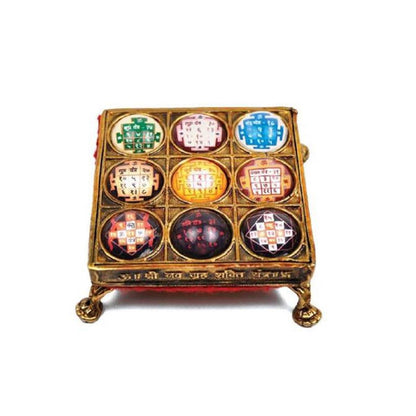 Shri Navgraha Shakti Yantra Chowki in Brass for Navgraha Shanti by SAMAHealing - Yantra Chowki (View 2)