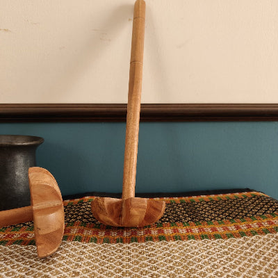 Neem Wood Churner - Single Piece Carved Wood by Sama Homes - kitchen accessories (View 2)