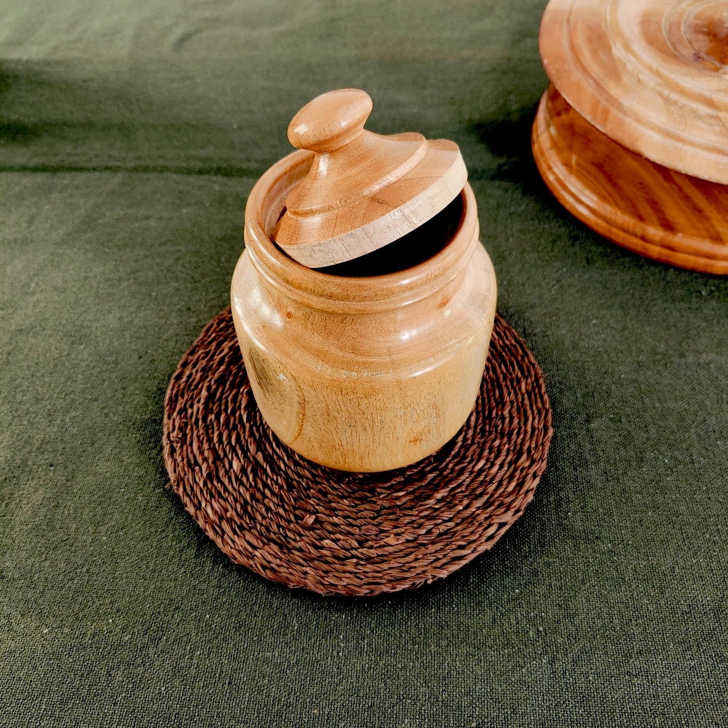 Neem Wood Storage Jar – Image 2