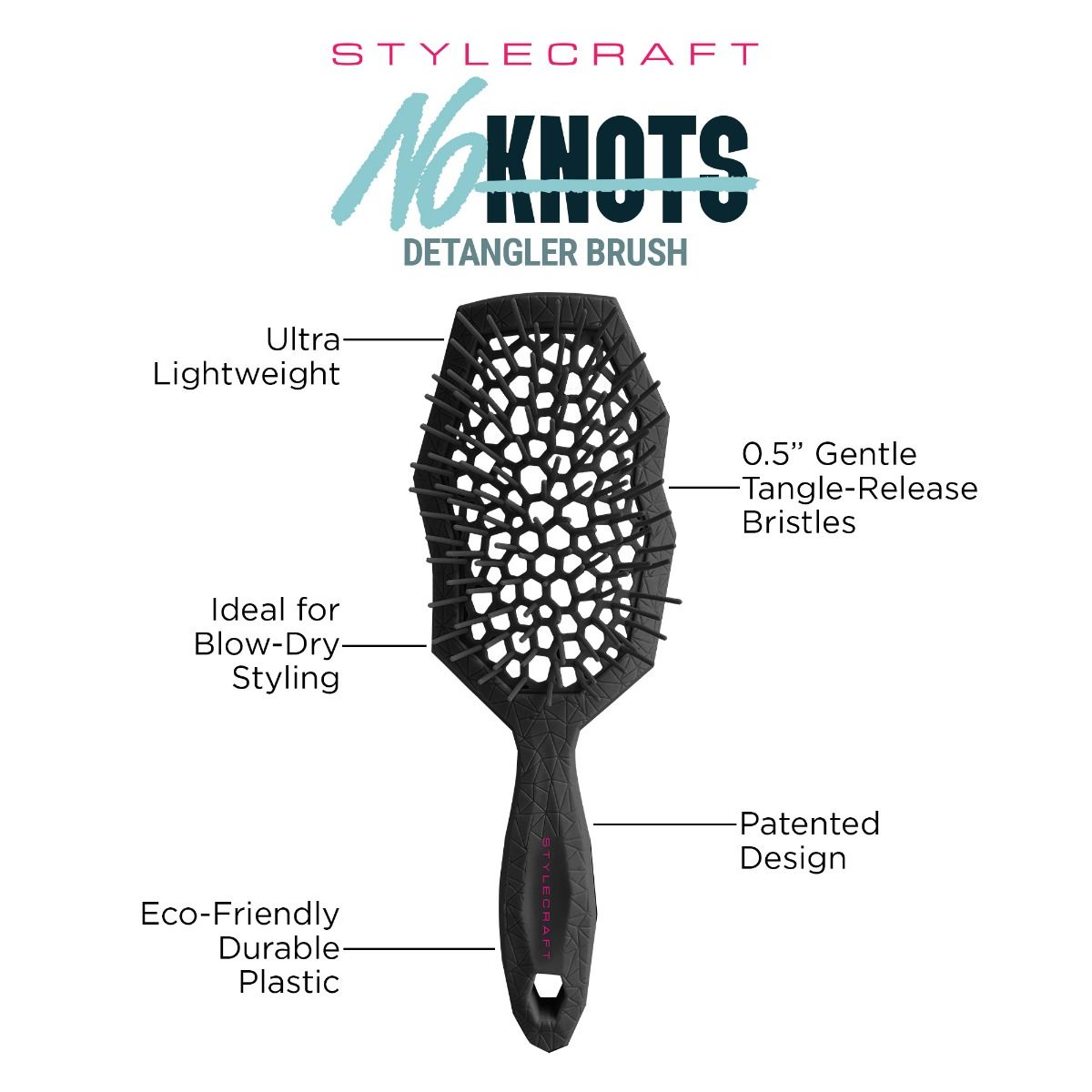 StyleCraft No Knots Detangler Brush by StyleCraft - Sustainable Living (View 2)