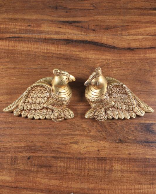 Pair of Brass Parrots wall hanging - Sama Homes Idol - Brass Sculpture
