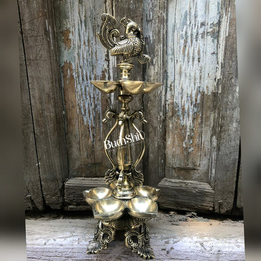 Sama Homes-peacock brass lamp superfine 16 inches