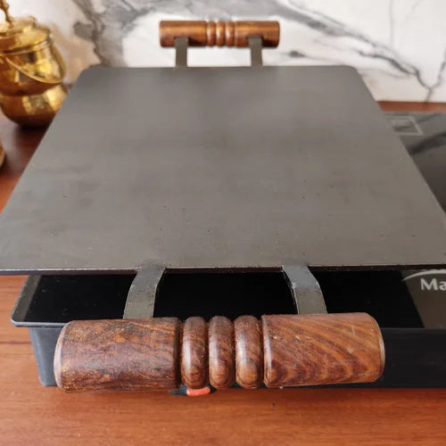 Pure Iron Tawa Square with Wooden Handle/ Pre-Seasoned No chemical Coating – Image 5