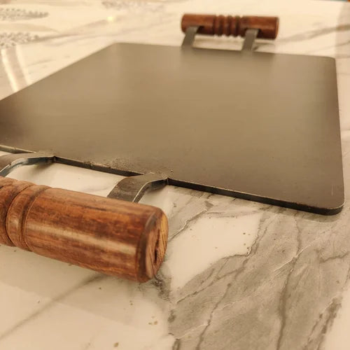 Pure Iron Tawa Square with Wooden Handle/ Pre-Seasoned No chemical Coating – Image 4