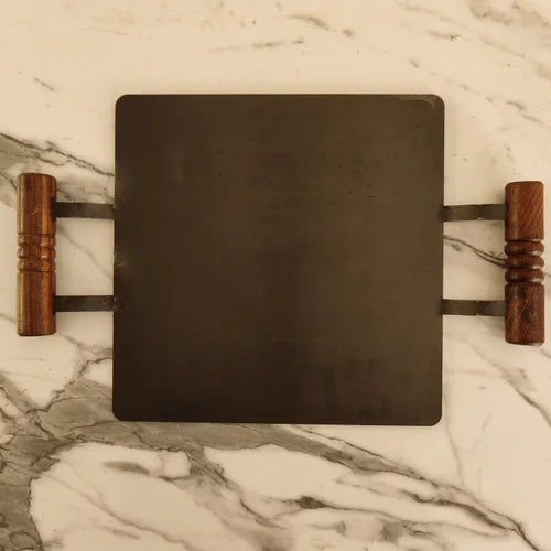 Pure Iron Tawa Square with Wooden Handle/ Pre-Seasoned No chemical Coating – Sama Homes