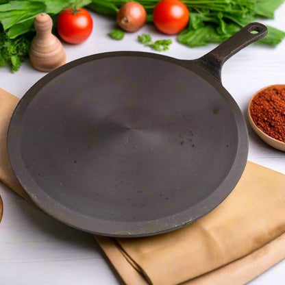 Cast Iron Concave Tawa  With Long Handle – Sama Homes
