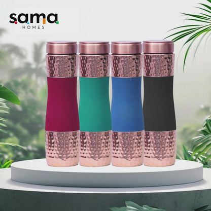 Pure Copper Water Bottle | Combo | RGBB set of 4 - Red, Green, Blue and Black Color