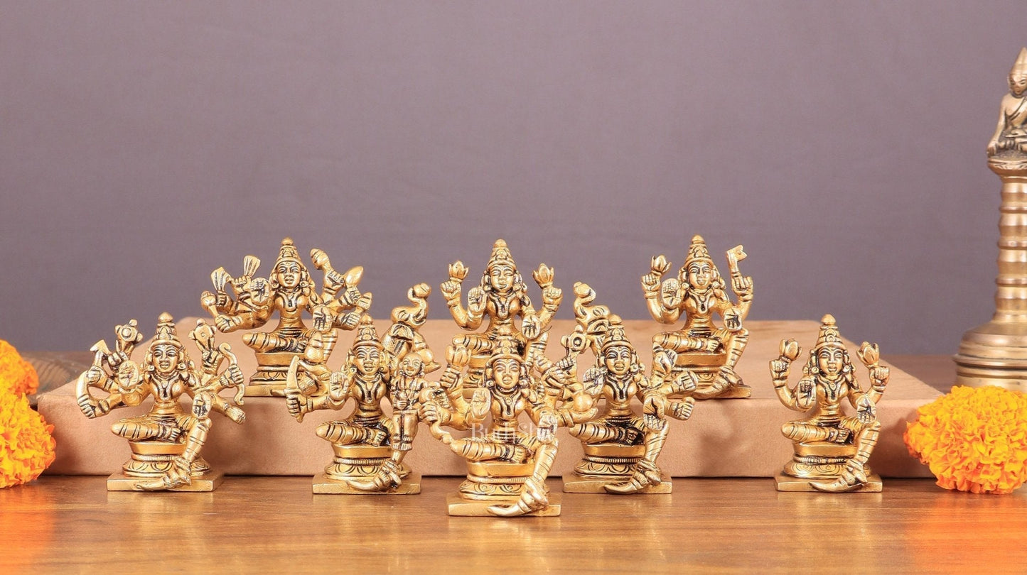 Pure Brass Ashtalakshmi Superfine Idols 2.5" - Sama Homes Idol - Brass Sculpture