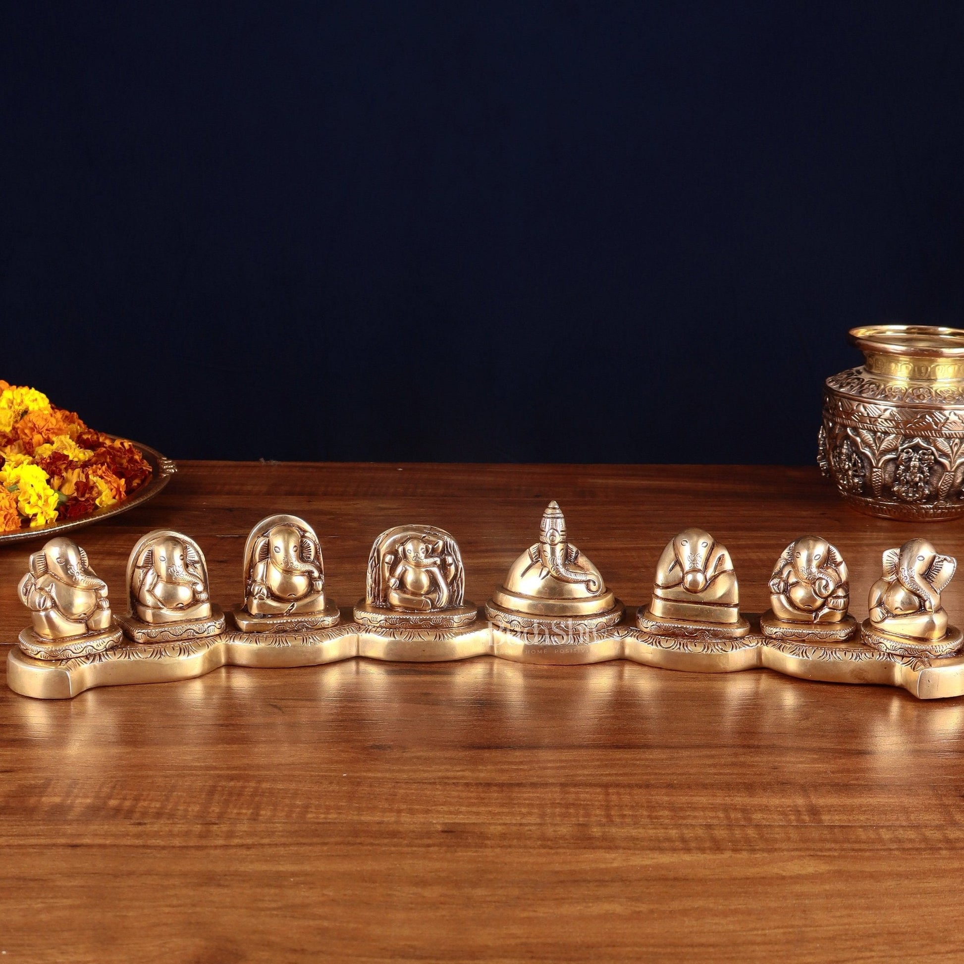 Pure Brass Ashtavinayaka – Eight Forms of Lord Ganesha Idols, 3 inch height - Sama Homes Idol - Brass Sculpture - Eco-friendly - Sama Homes