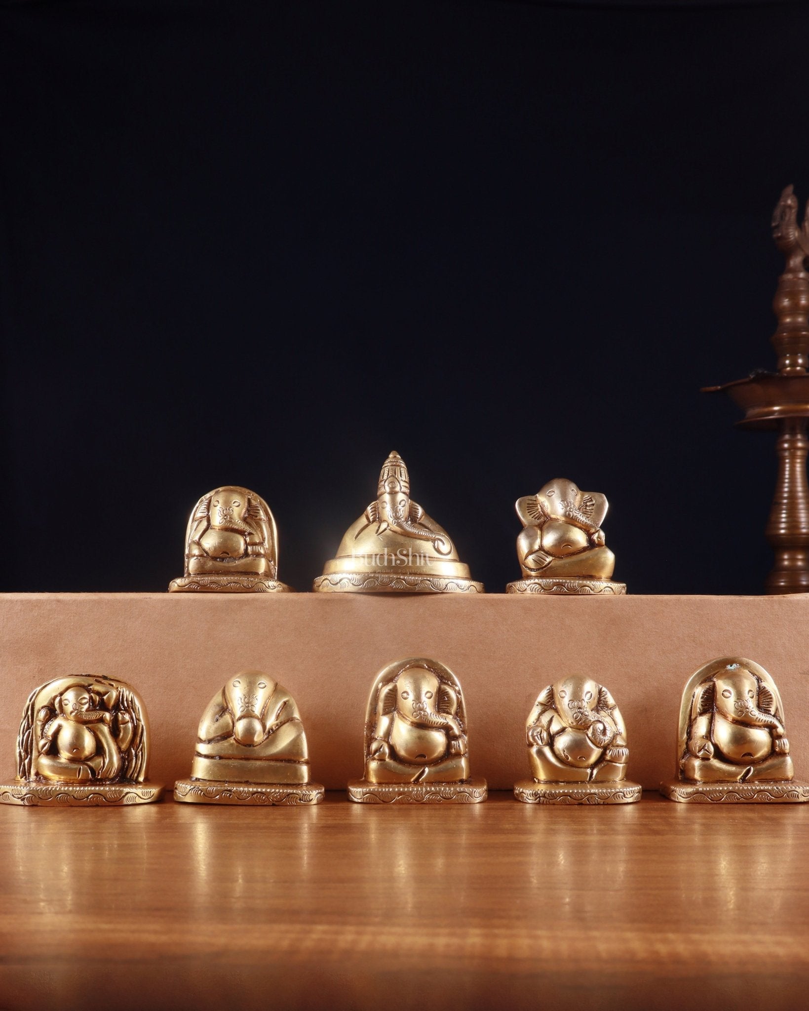 Pure Brass Ashtavinayaka Lord Ganesha 8 Forms Idol Set – 2.5 Inch, - Sama Homes Idol - Brass Sculpture - Eco-friendly - Sama Homes