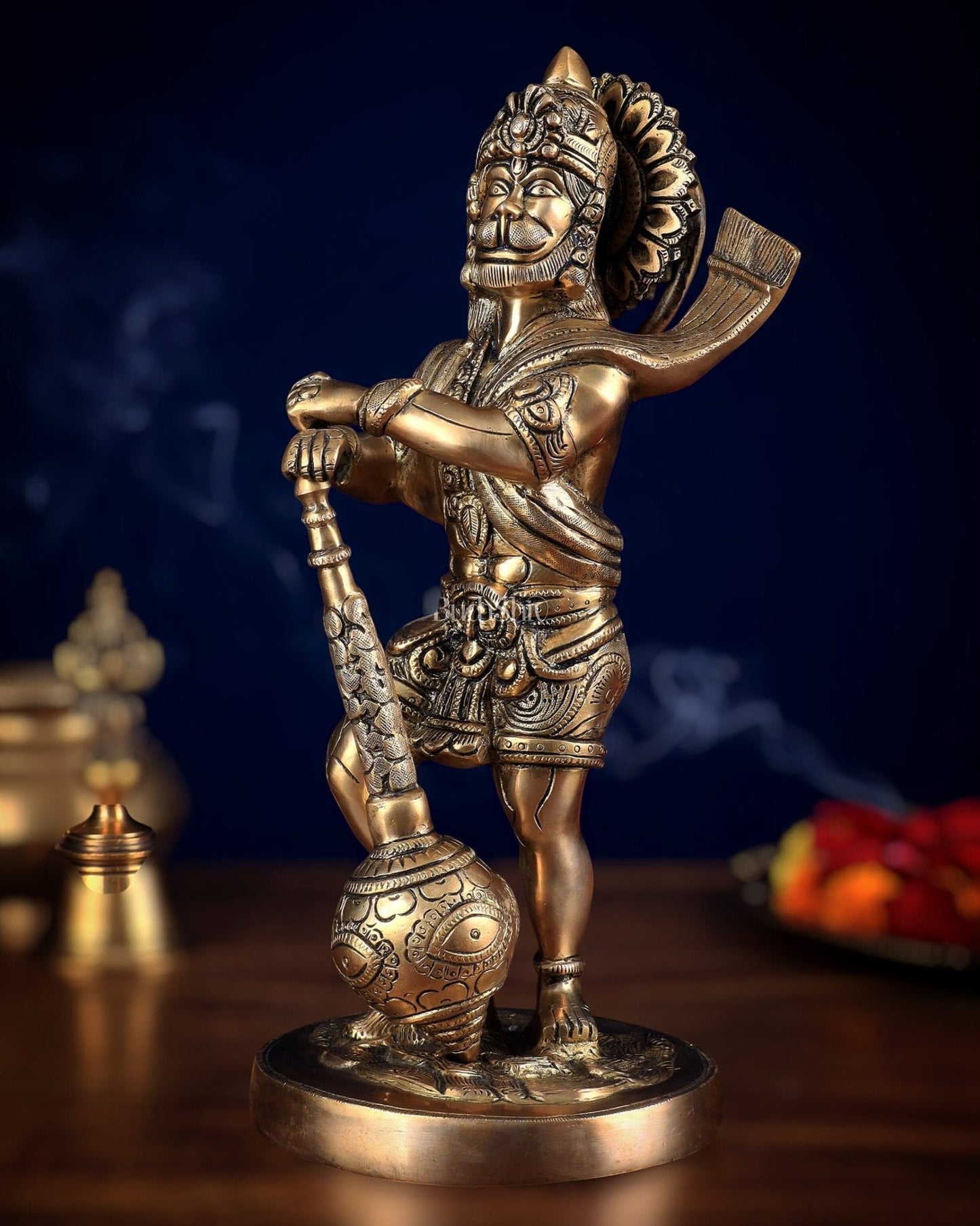 Pure Brass Bahubali Hanuman Standing Large Statue 14" - Sama Homes Idol - Brass Sculpture