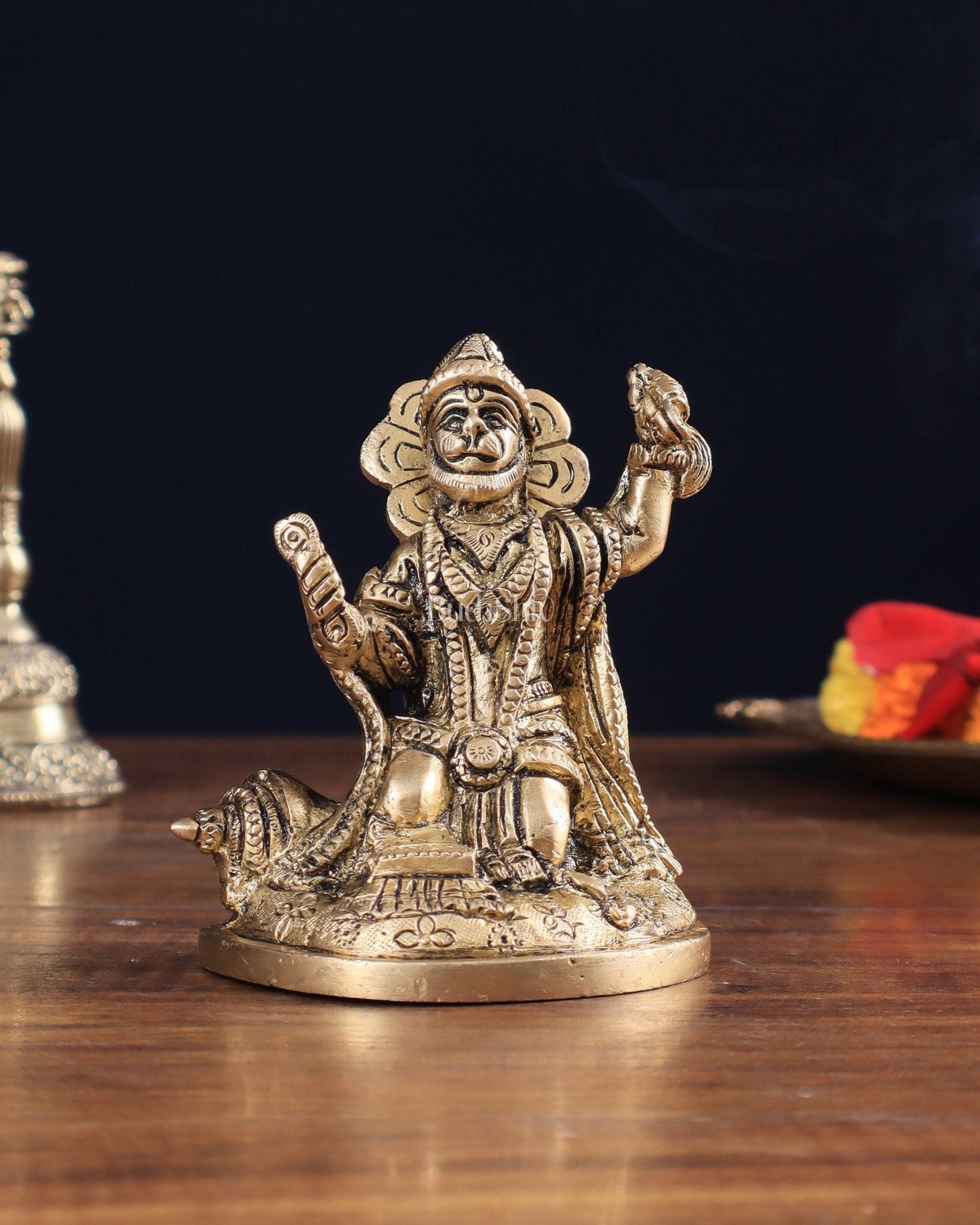 Pure Brass Bhajan Hanuman Idol 4.5" - Sama Homes Idol - Brass Sculpture