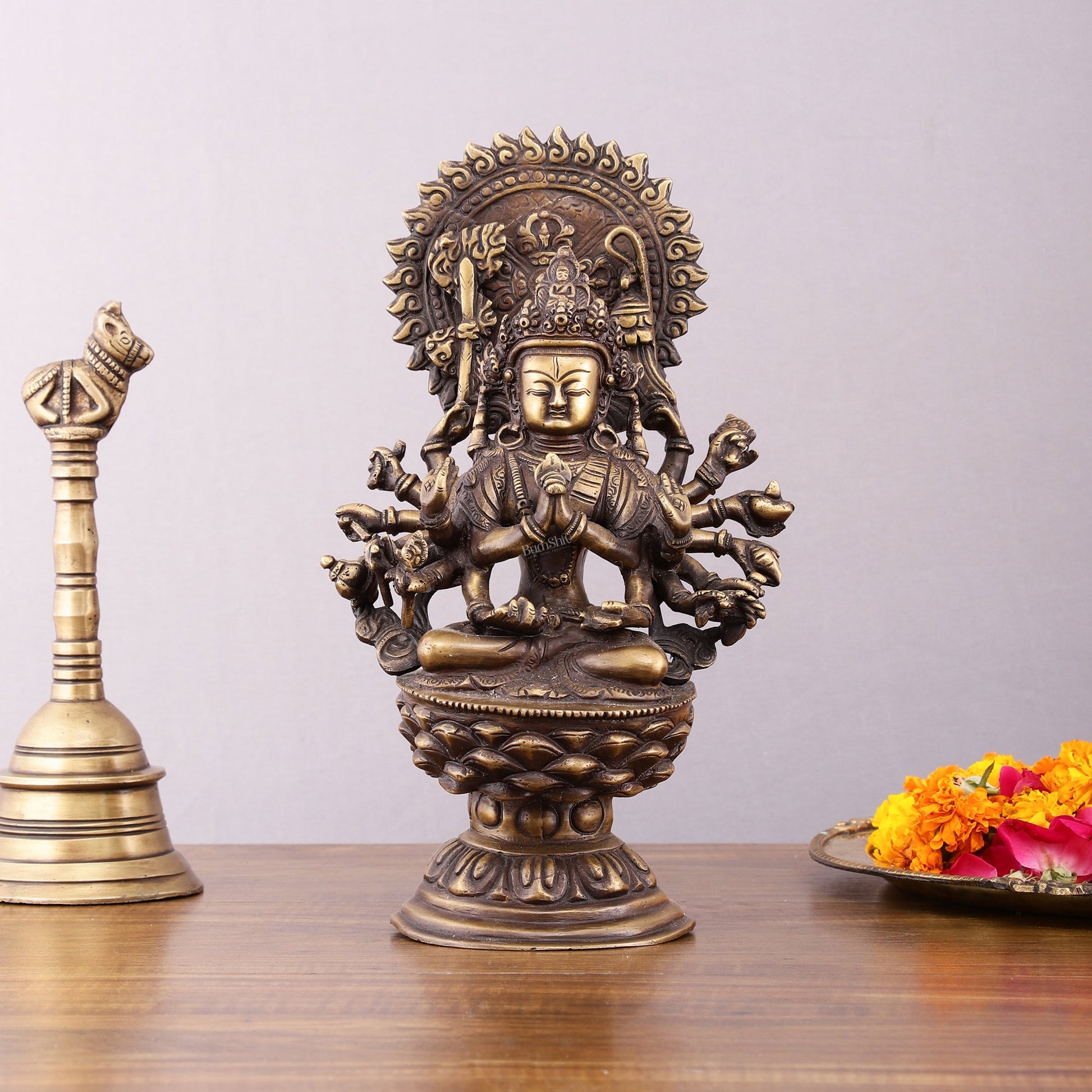 Pure Brass Buddhist Durga Mother of All Buddha's Statue – 11.5 - Sama Homes Idol - Brass Sculpture - Eco-friendly - Sama Homes