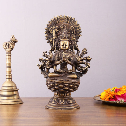 Pure Brass Buddhist Durga Mother of All Buddha's Statue – 11.5 - Sama Homes Idol - Brass Sculpture