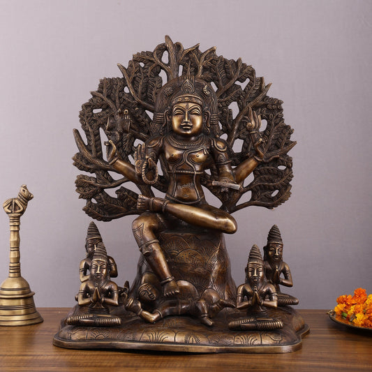 Pure Brass Dakshinamurthy Statue 18" large - Sama Homes Idol - Brass Sculpture