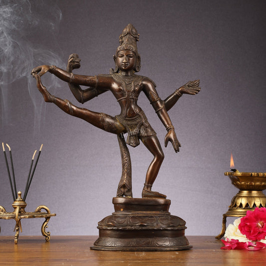 Pure Brass Dancing Shiva statue | 14" Height - Sama Homes Idol - Brass Sculpture