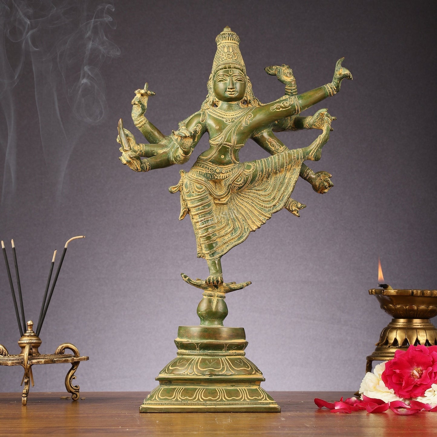 Pure Brass Dancing Vishnu avatar vamana 16 inch - Sama Homes Idol - Brass Sculpture