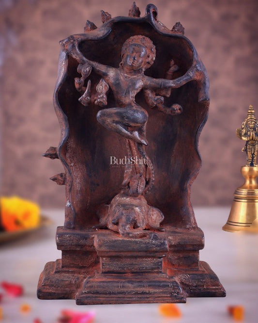 Pure Brass Gajasurasamhara Shiva Idol dancing shiva red mud patina - Sama Homes Idol - Brass Sculpture