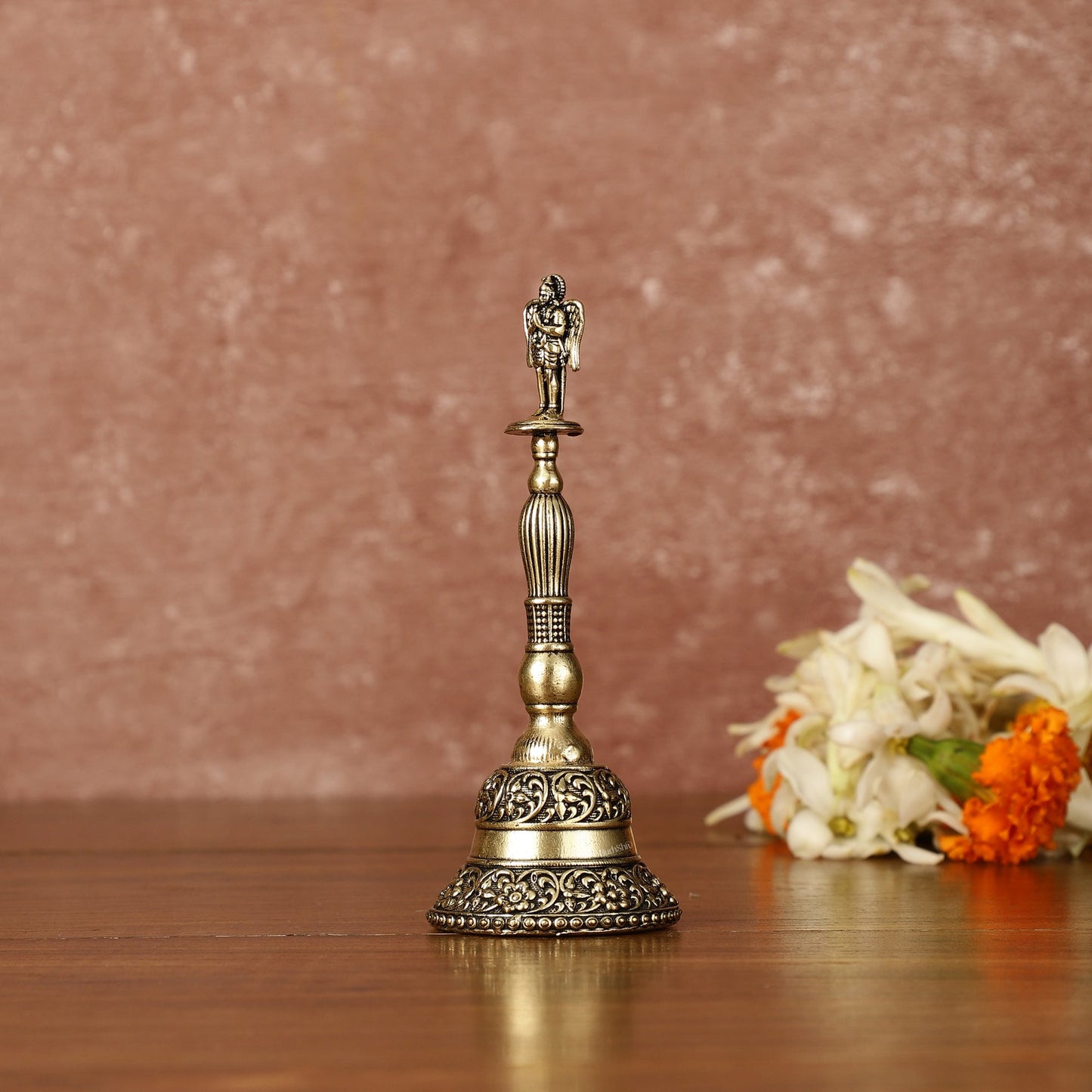 Pure Brass Garuda Hand Bell - 4.5" Tall - Sama Homes Idol - Brass Sculpture