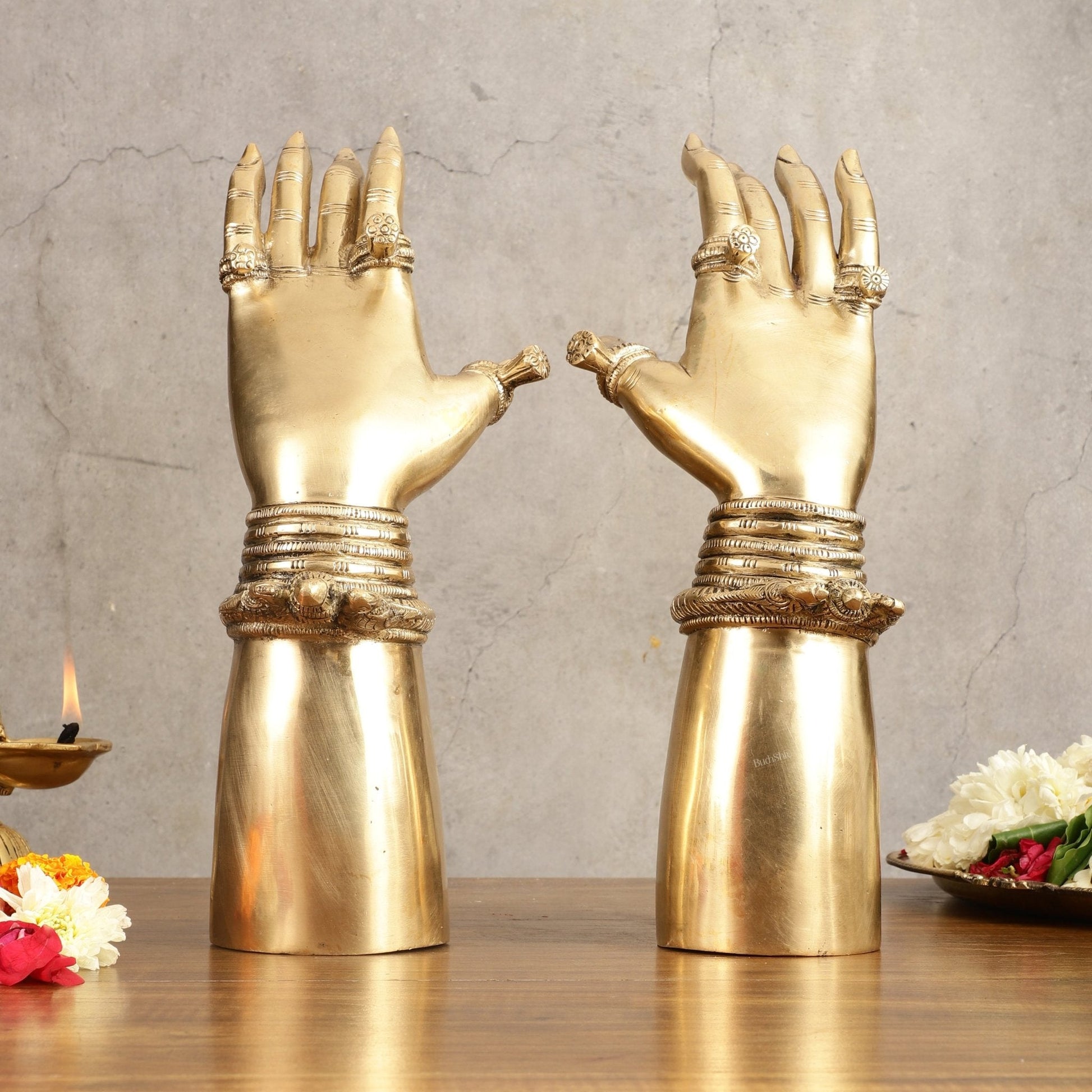 Pure Brass Goddess Arms Hands Pair - 12" Height - Sama Homes Idol - Brass Sculpture - Eco-friendly - Sama Homes