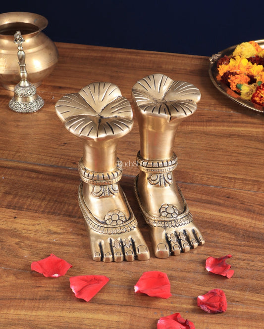 Pure Brass Goddess Lakshmi Charan (Holy Feet) Idol - Sama Homes Idol - Brass Sculpture