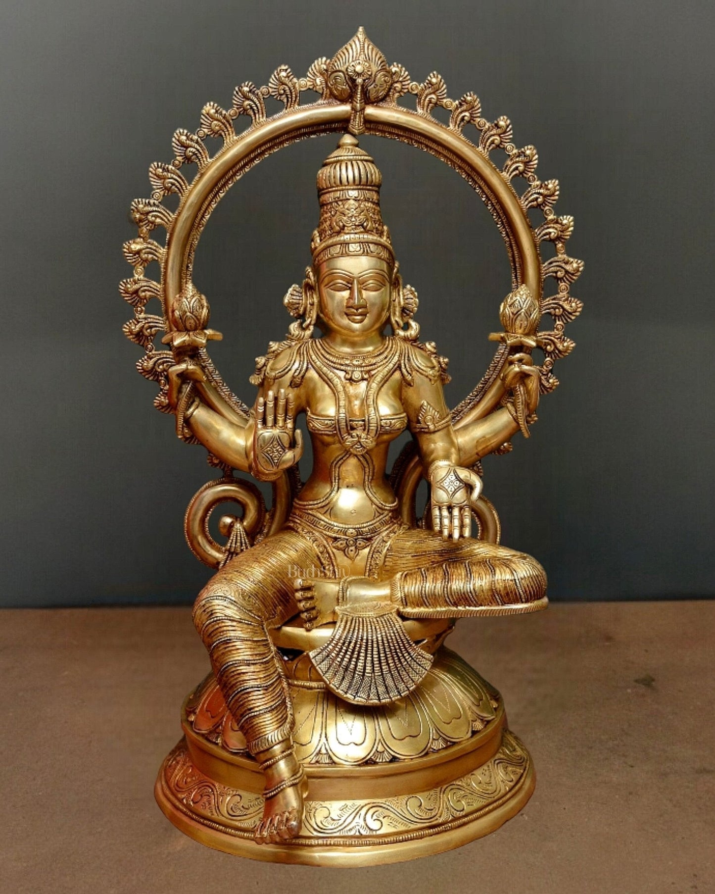 Pure Brass Goddess Lakshmi Superfine Idol 28" - Sama Homes Idol - Brass Sculpture