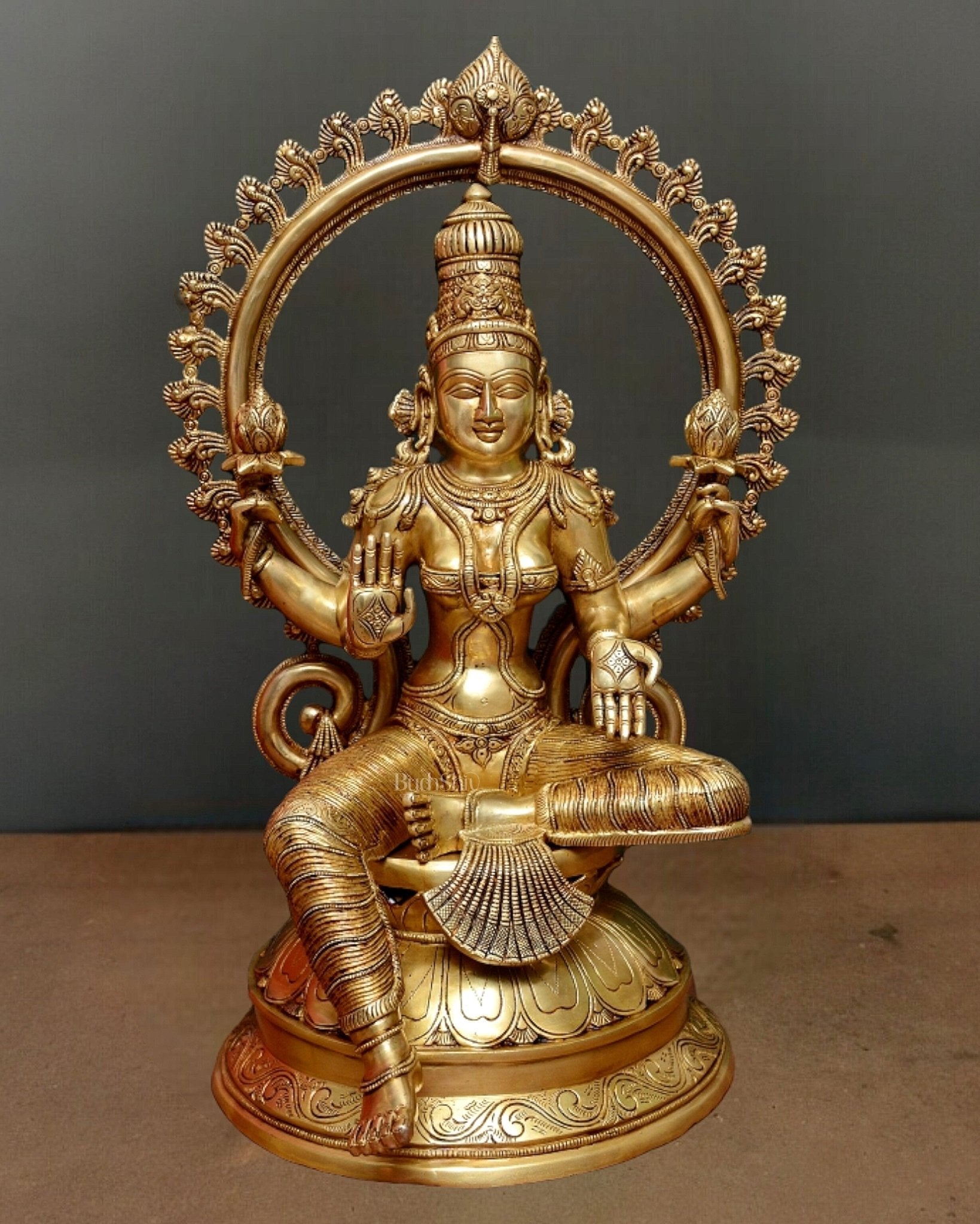 Pure Brass Goddess Lakshmi Superfine Idol 28" - Sama Homes Idol - Brass Sculpture - Eco-friendly - Sama Homes