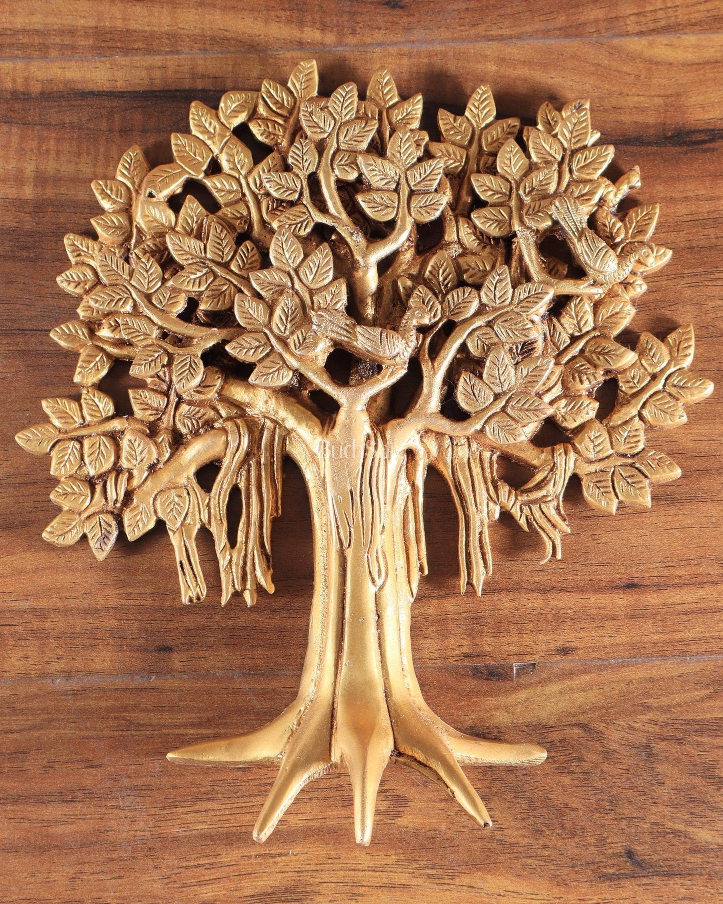 Pure Brass Handcrafted Kalpavriksha Tree Wall Hanging – Symbol of Prosperity 9"