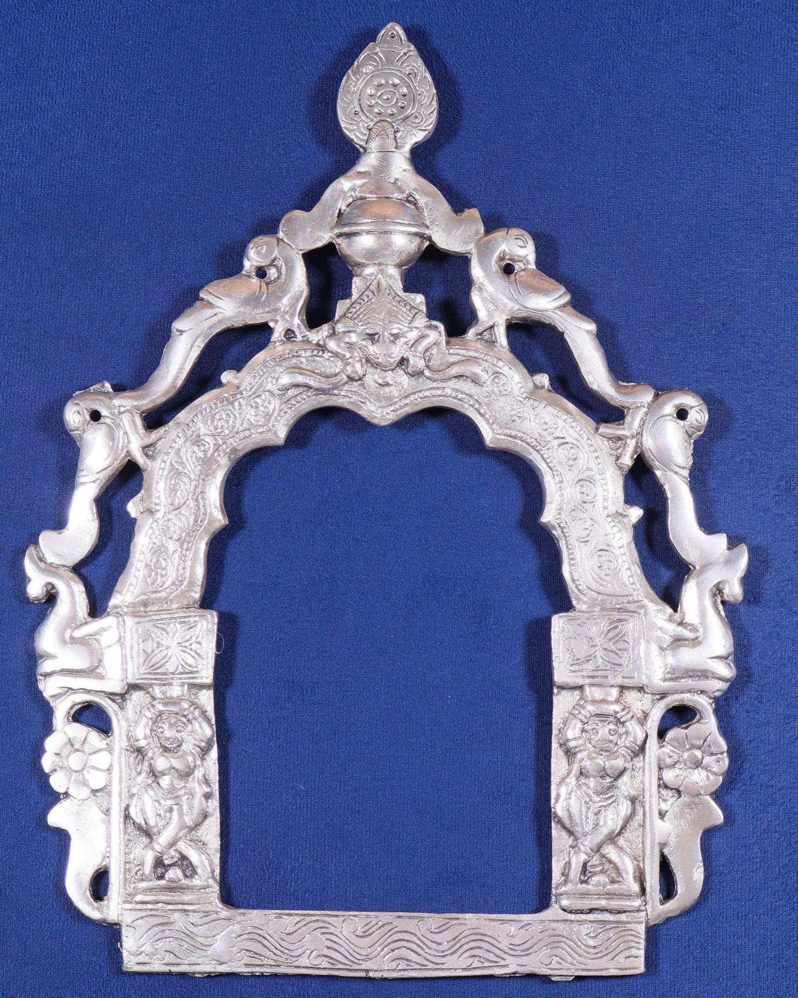 Pure Brass Handcrafted Silver-Plated Prabhavali – 13.5" x 10" | Elegant Wall Hanging - Sama Homes Idol - Brass Sculpture - Eco-friendly - Sama Homes