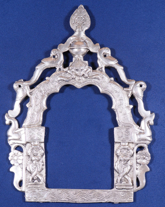 Pure Brass Handcrafted Silver-Plated Prabhavali – 13.5" x 10" | Elegant Wall Hanging - Sama Homes Idol - Brass Sculpture