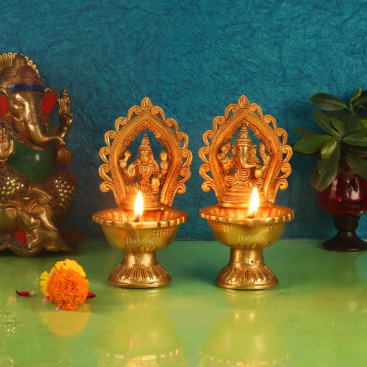 Sama Homes-brass ganesha lakshmi diyas 8 5